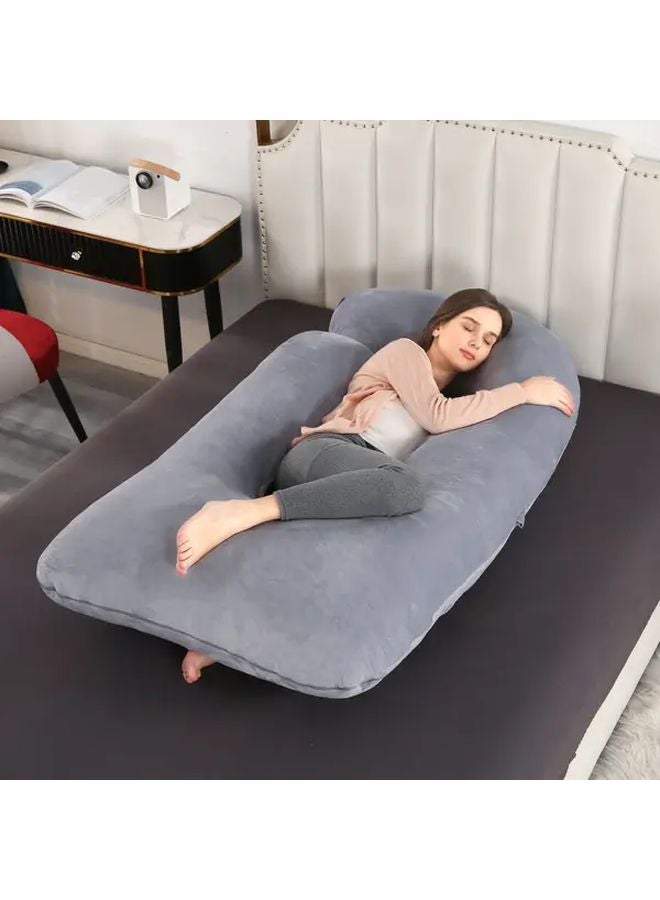 J Shaped Full Body Maternity Pillow 57 Inch for Sleeping with Removable Cover - Image 2